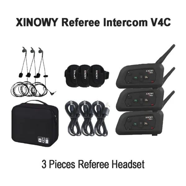 2025 XINOWY 3 Pieces Set Football Soccer Referee Headsets V4C Referee Intercom