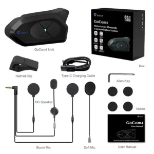 GoCom4 Motorcycle Helmet Intercom 4-way Communication Headsets