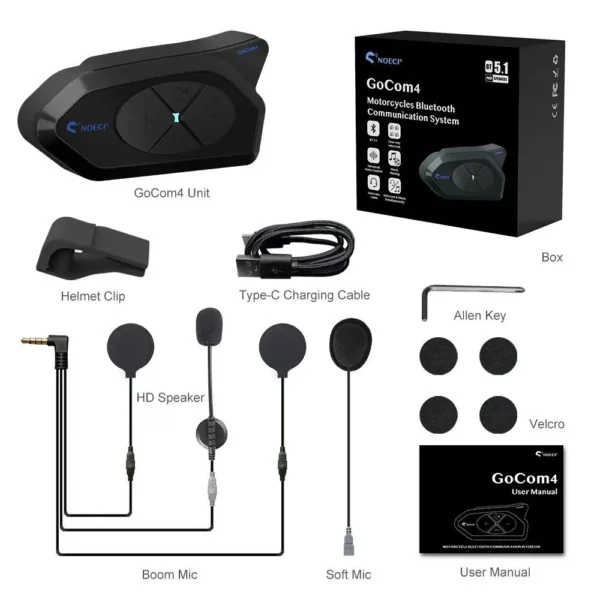 GoCom4 Motorcycle Helmet 4-way Intercom Bluetooth Headsets